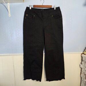 Belle by Kim Gravel 14T Black Mid Rise Cropped Ankle Raw Hem Wide Leg Pants